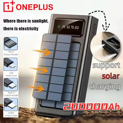 Ultra Capacity Solar Power Bank 200000mAh 120W Fast Charging