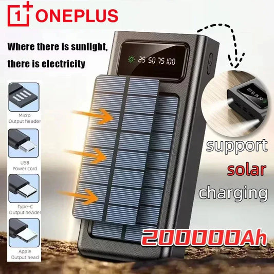 Ultra Capacity Solar Power Bank 200000mAh 120W Fast Charging