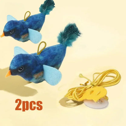 Indoor Interactive Birds Toy for Cat Chasing Teasing Toy Sounding Catnip Cat Teaser Toy Self-hilarity Wall Hanging Birds Cat Toy - Urbizia