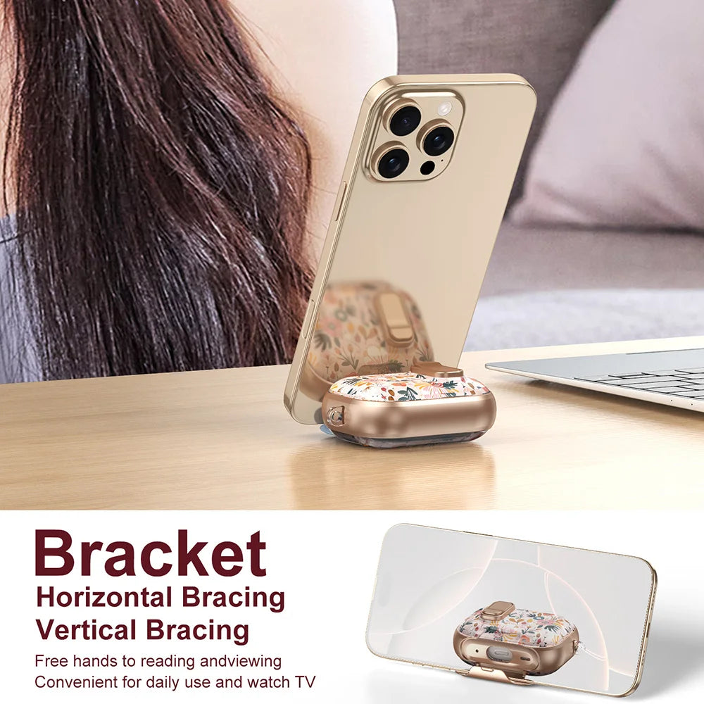 Funda For AirPods Pro 2 3 4 Case With Phone Holder Headphone Cover For AirPods 4 Pro3 Cases Security Lock Earphone Coque Sleeve