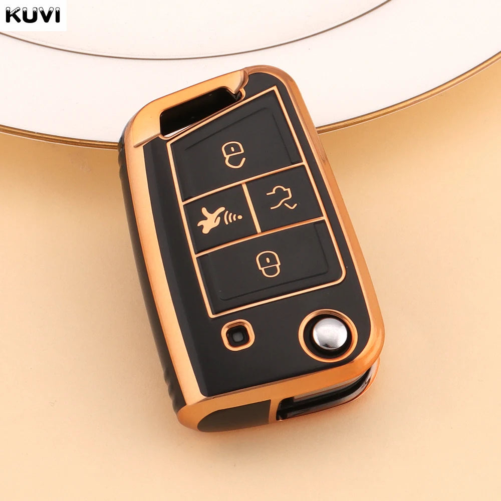 3 4 Buttons TPU Car Key Case Cover Fob For VW Volkswagen Golf 7 MK7 Tiguan MK2 For SEAT Ateca Leon FR 2 Ibiza For Skoda Octavia
