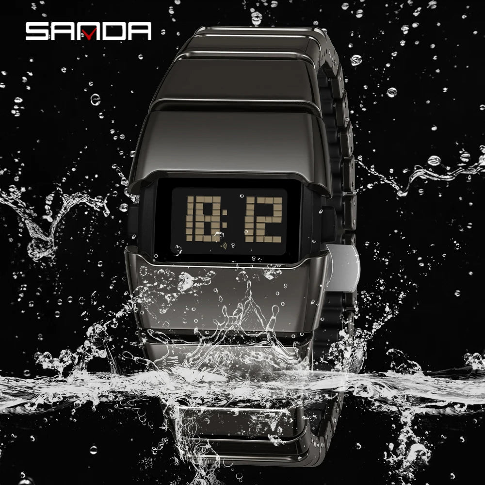 Sanda 9504 Y2k Retro Electronic Watch 5atm Waterproof Night Light Display Snooze Alarm Clock Stopwatch Men's And Women's Watches