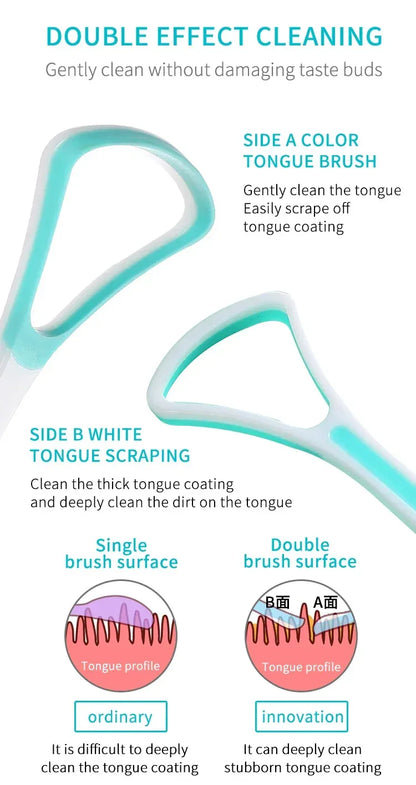 Tongue Scraper Cleaner for Adult Kid,Tongue Brush for Fresh Breath Dental Eliminate Bad Breath in Seconds Oral Care Tool - Urbizia