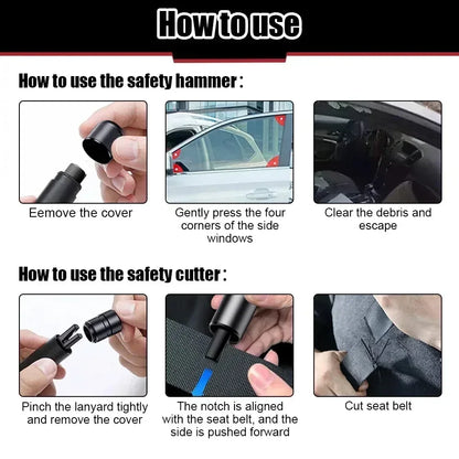 Aluminum Alloy Car Safety Rescue Hammer Automatic Seat Belt Cutter Window Breaker Emergency Rescue Tool - Urbizia