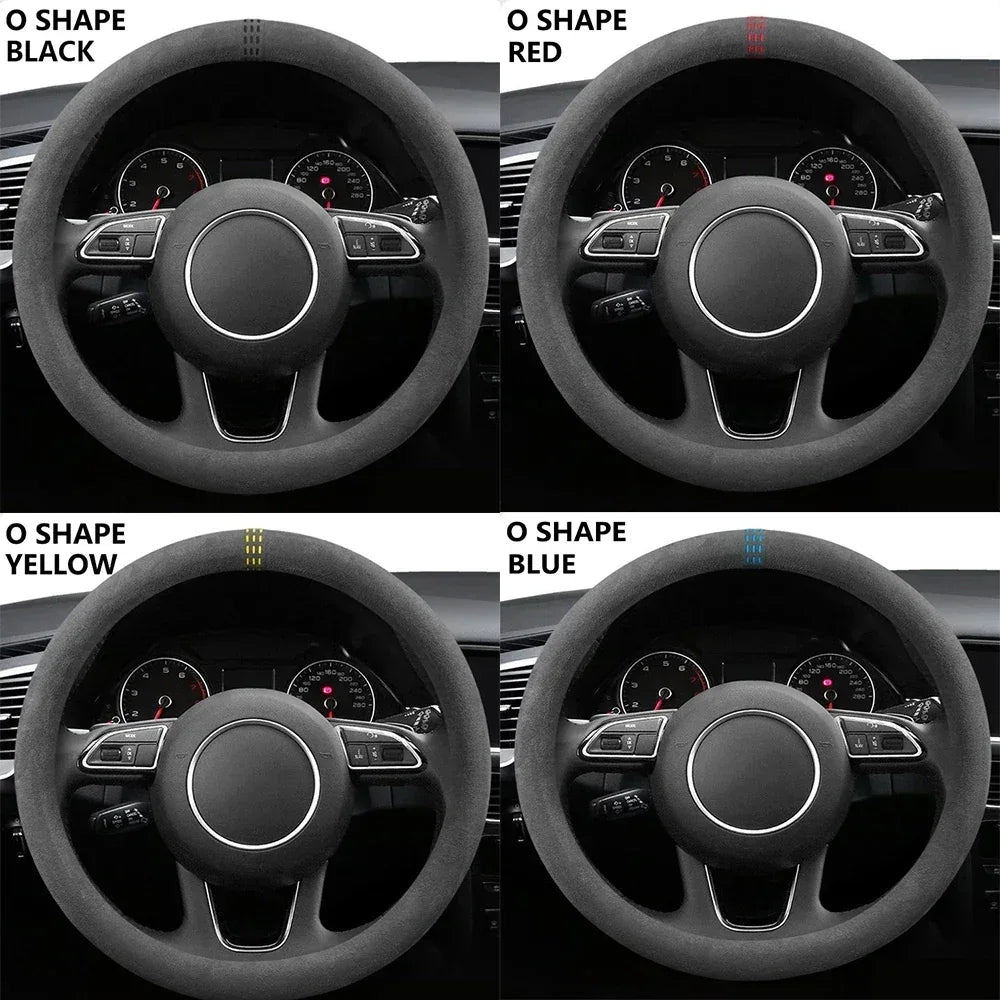 Universal Cowhide Suede Steering Wheel Cover 37–38cm - Urbizia