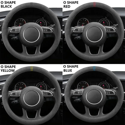 Universal Cowhide Suede Steering Wheel Cover 37–38cm - Urbizia