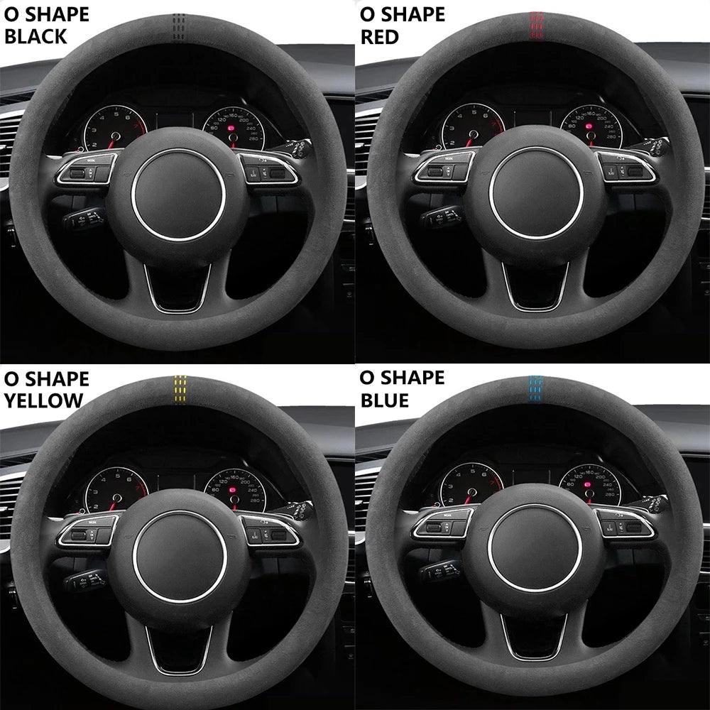 Suede Car Steering Wheel Cover Wrap – Universal 37–38cm, O or D Shape