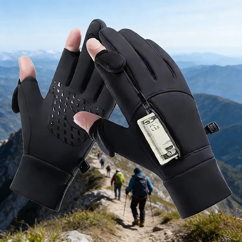 Winter Touch Screen Gloves for Hiking and Camping Windproof Warm Non-Slip Silicone Gloves for Men and Women