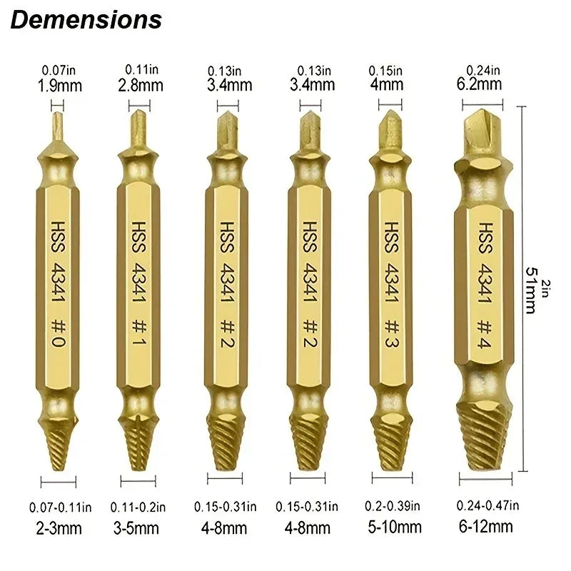Damaged Screw Extractor Kit – 6-Piece HSS Removers - Urbizia
