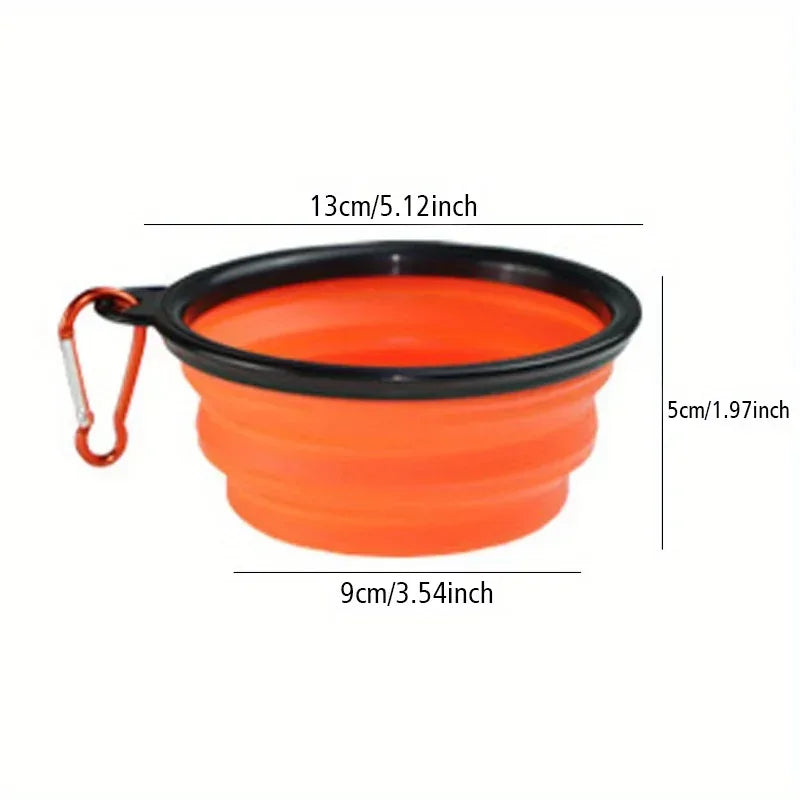 Dog Folding Bowl Portable Dog Travel Bowl Dog Food Water Bowl for Outdoor Walking Silicone Dog Food Water Bowl with Bowl Lip - Urbizia