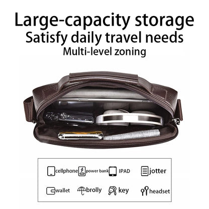 Premium Quality Leather Crossbody Bag, Men's Stylish Shoulder Handbag with Secure Buckle, Great for Business Trips