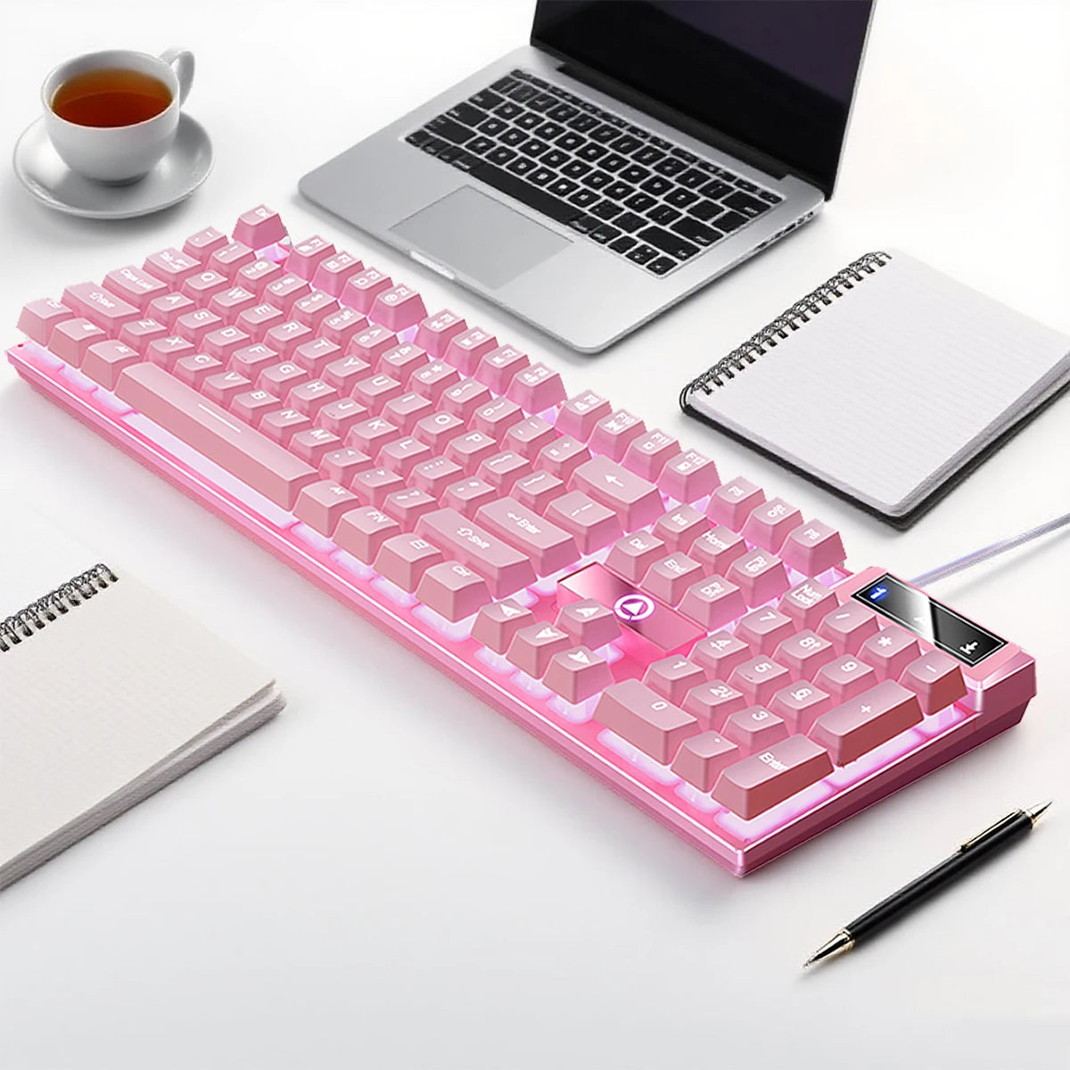 YINDIAO K500 Wired  Keyboard Gaming  Laptop Desktops PC Computer Office Accessories Low Profile Gamer Keyboards With Numpad