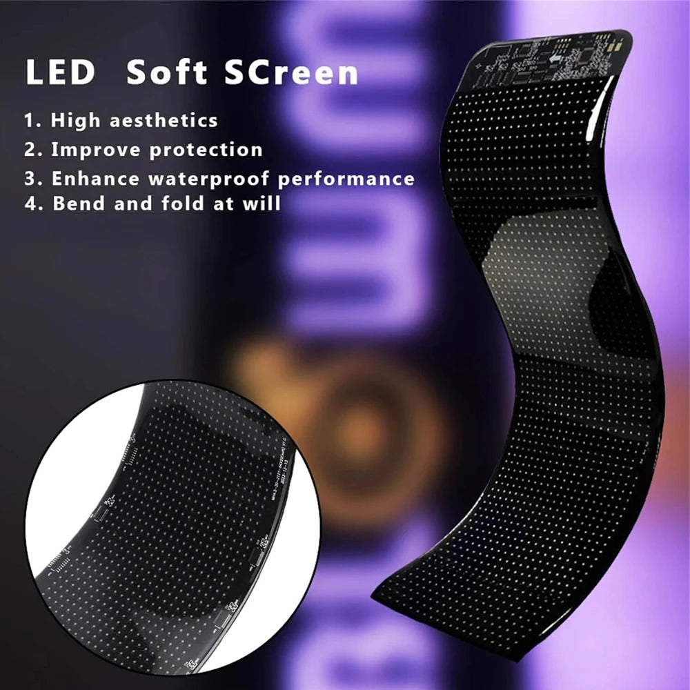 LED Truck Car Dynamic Devil Eye Light Board Windshield Rectangle Flexible Display Light DIY Programmable Bluetooth App Control