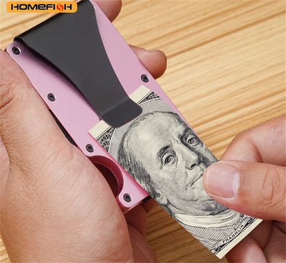 HOMEFISH Wallet For Men Minimalist Slim RFID Credit Card Holder & Money Clip Scratch Resistant Aluminum Card Holder Case