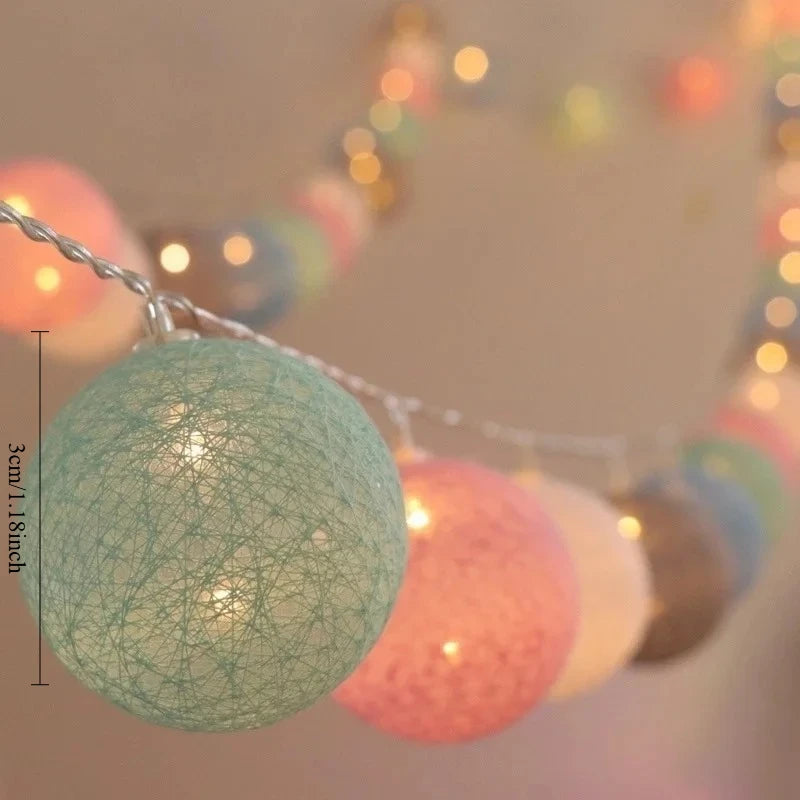 Cotton Ball USB String Lights – 10/20/40 LED Fairy Garland