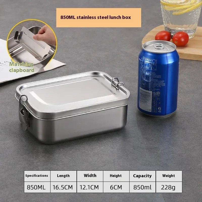 Stainless Steel Bento Lunch Box with Lockable Clips