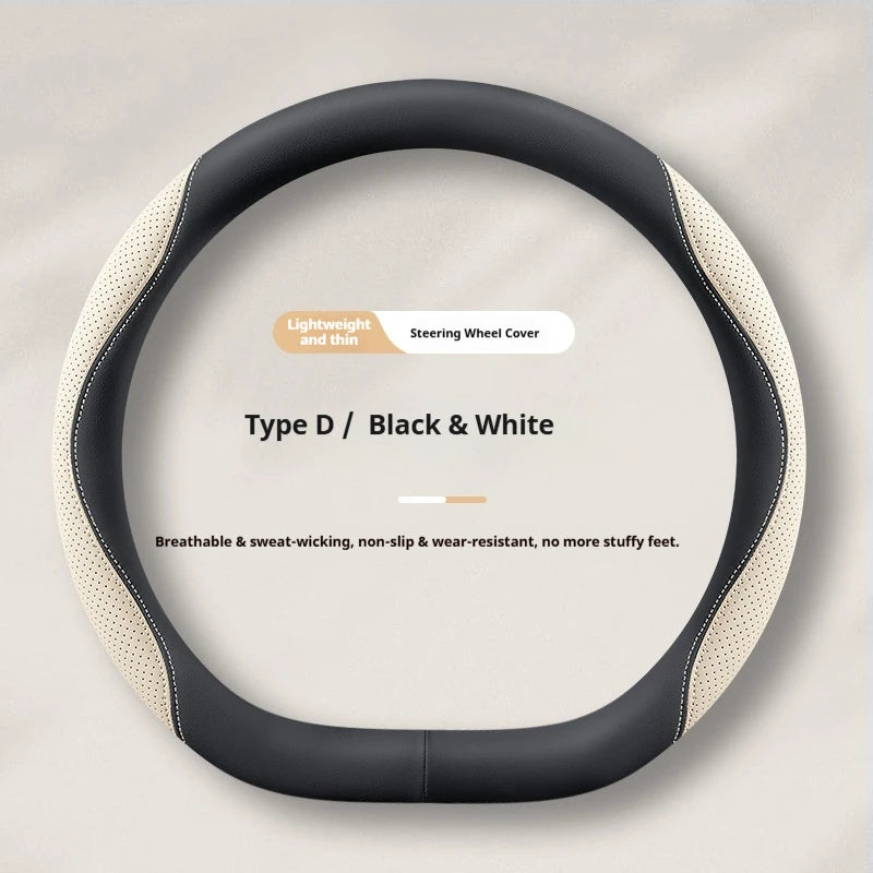 Practical Car Steering Wheel Cover Perforated Leather Four Seasons Universal Breathable Sweat Absorbent Non Slip Ultra Thin