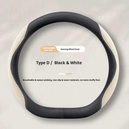 Practical Car Steering Wheel Cover Perforated Leather Four Seasons Universal Breathable Sweat Absorbent Non Slip Ultra Thin