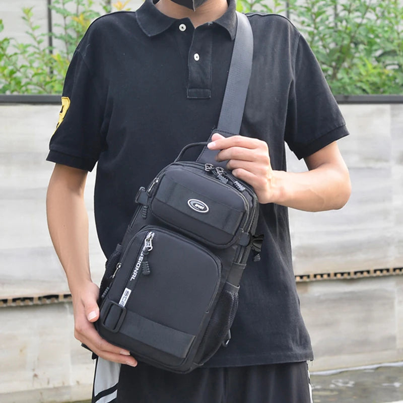 Riding Backpack for Men, Men's Chest Bag, Casual Men's Single Shoulder Bag, Lightweight and Large-Capacity Crossbody Bag