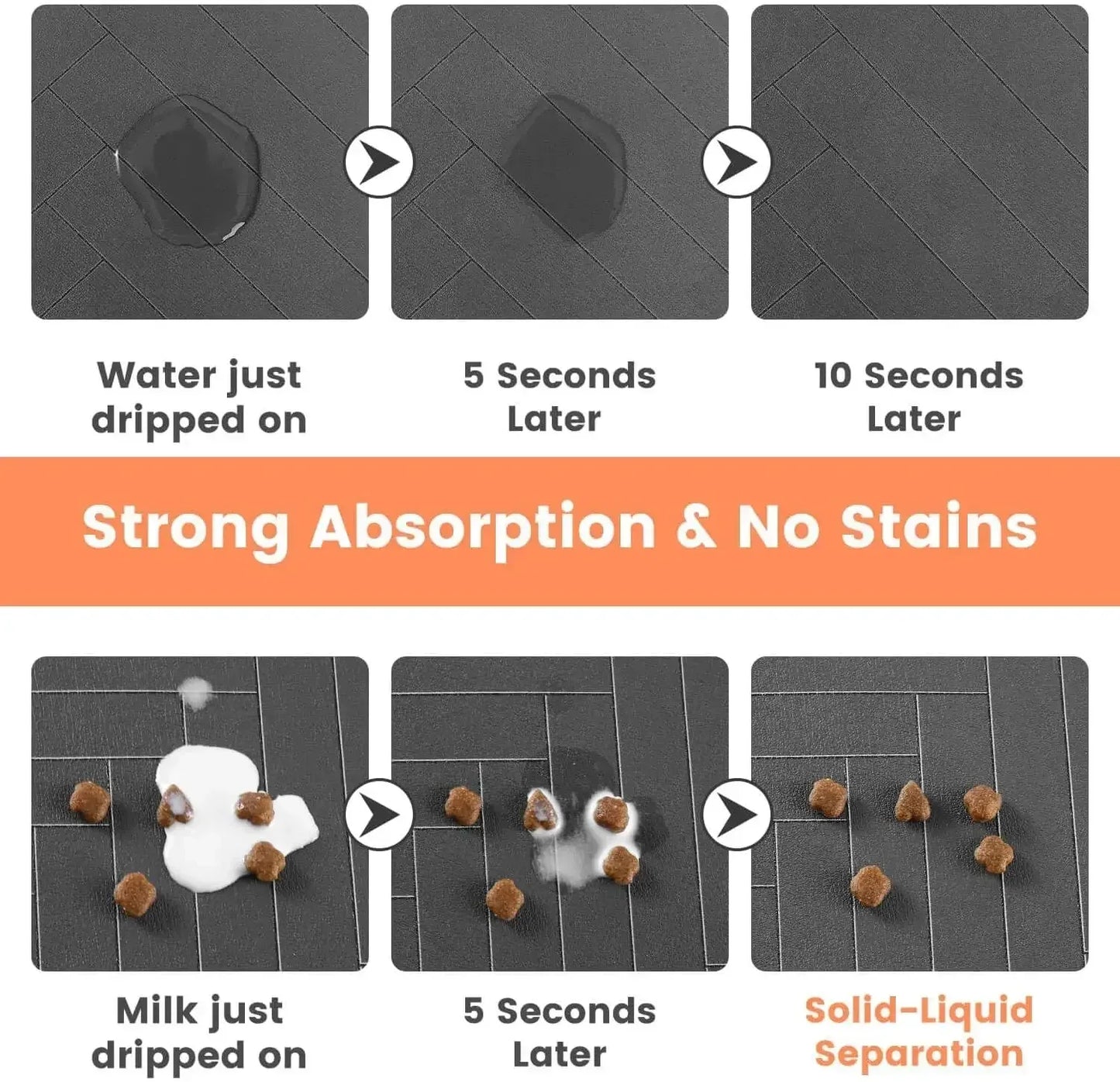 S（little kitten ）、M、L bsorbent Pet Feeding Mat, Waterproof Placemat for Dog & Cat Food & Water Bowls, Quick-Dry Rubber Backing - Urbizia