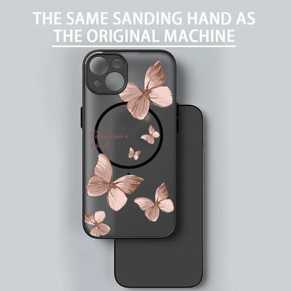 Gold Butterfly Matte MagSafe Case for iPhone Series