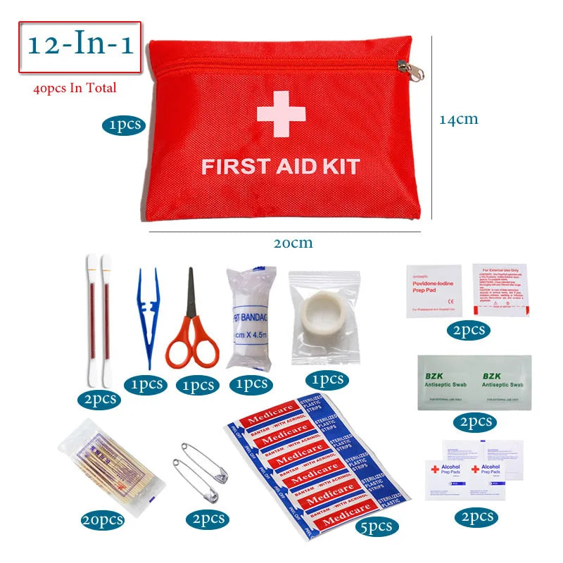 50pcs Set Portable First Aid Kit Red Car Emergency Kit Accessories For Home Family Travel Outdoor Emergency Medical Treatment