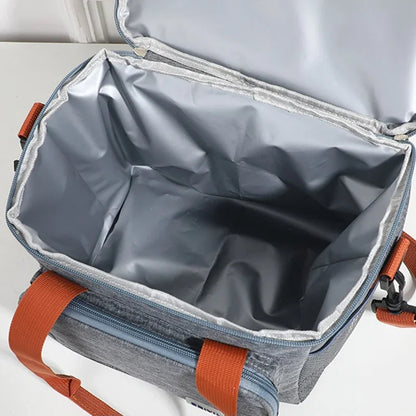 1PC Picnic Bags Double Layer Lunch Bag Thermal Insulation Food Drink Storage Tote Crossbody Cooler Picnic Supplies Storage Bags