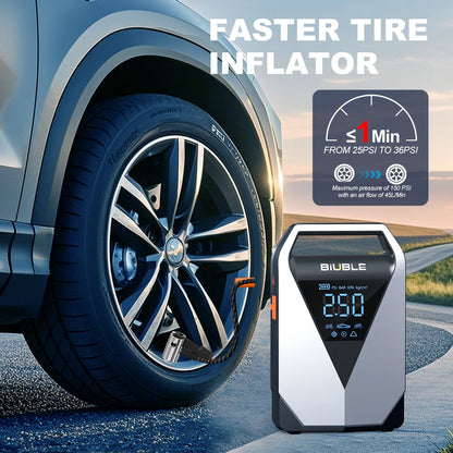 1500A Peak Car Battery Starter Kit, Featuring a 150 PSI Air Compressor, Jump Cable Box, Portable Starter for 12L of Gasoline/10.0L of Diesel Engines, LCD Display, 3-Mode LED Flashlight, Fast Charging USB-C, Lithium Polymer Ba