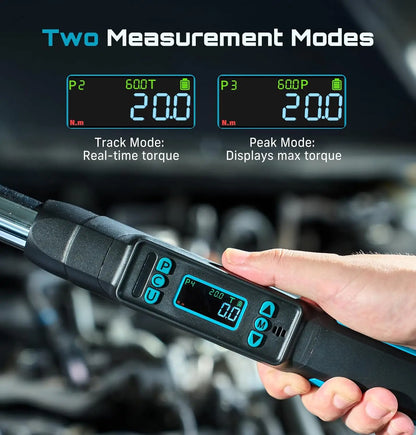 Seesii 3/8" Digital Torque Wrench 220Nm LCD Display Real-Time & Peak Modes Preset & Data Storage Dual Alarm for Bicycle Car