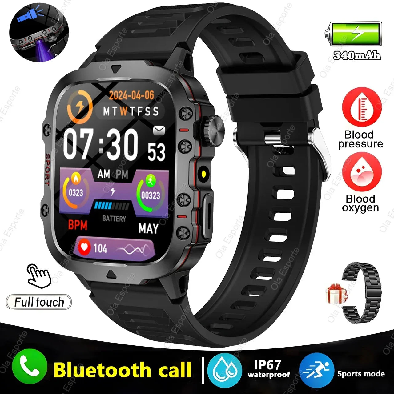 2025 New Military Smart Watch Men IP68 5ATM Outdoor Sports Fitness Tracker Health Monitoring 1.81Inch Bluetooth Calls Smartwatch - Urbizia