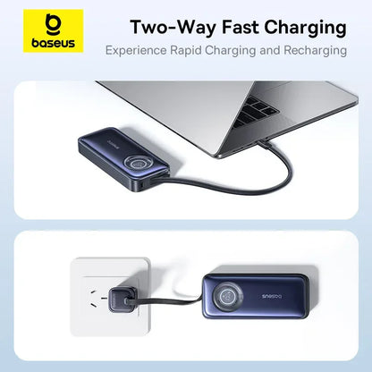 65W 20000mAh Retractable Cable Power Bank Fast Charge