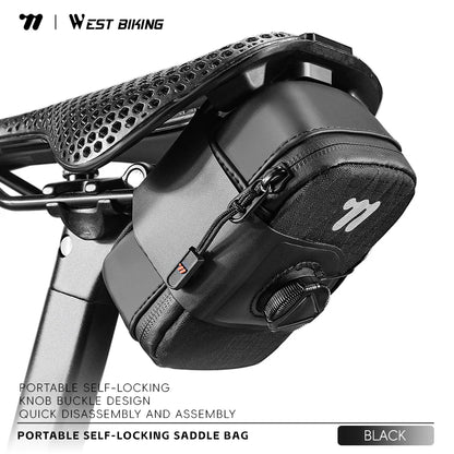 WEST BIKING Bicycle Saddle Bag 0.2L Knob Self Locking Tail Bag Portable Cycling Tool Bag Waterproof Bike Bag Bike Accessories