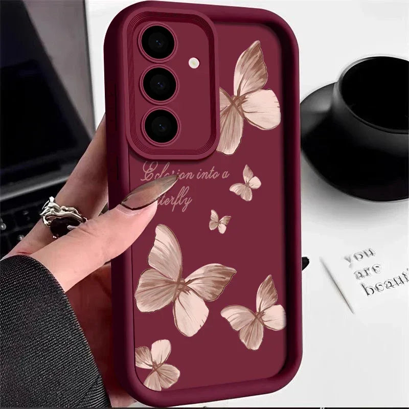 Gold Butterfly Soft TPU Phone Case for Samsung