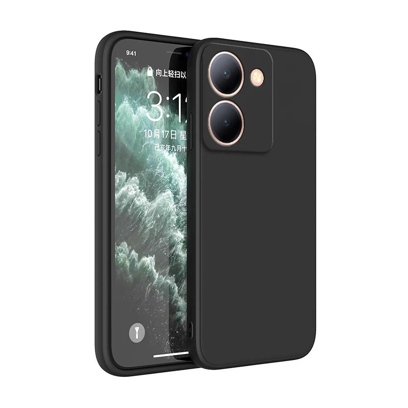 Pure Candy Phone Cover for VIVO Y36 Y27 Y78 4G 5G Luxury Shockproof Original Liquid Silicone Internal Flocking Soft Case Housing