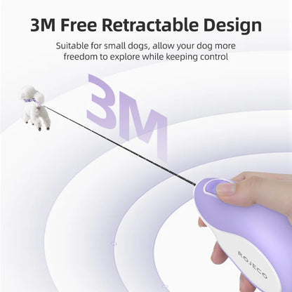 ROJECO Mini Automatic Retractable Dog Leash 3M Extendable Rope For Outdoor Travel Walking Hiking Pet Cat Dogs Traction Rope Lead