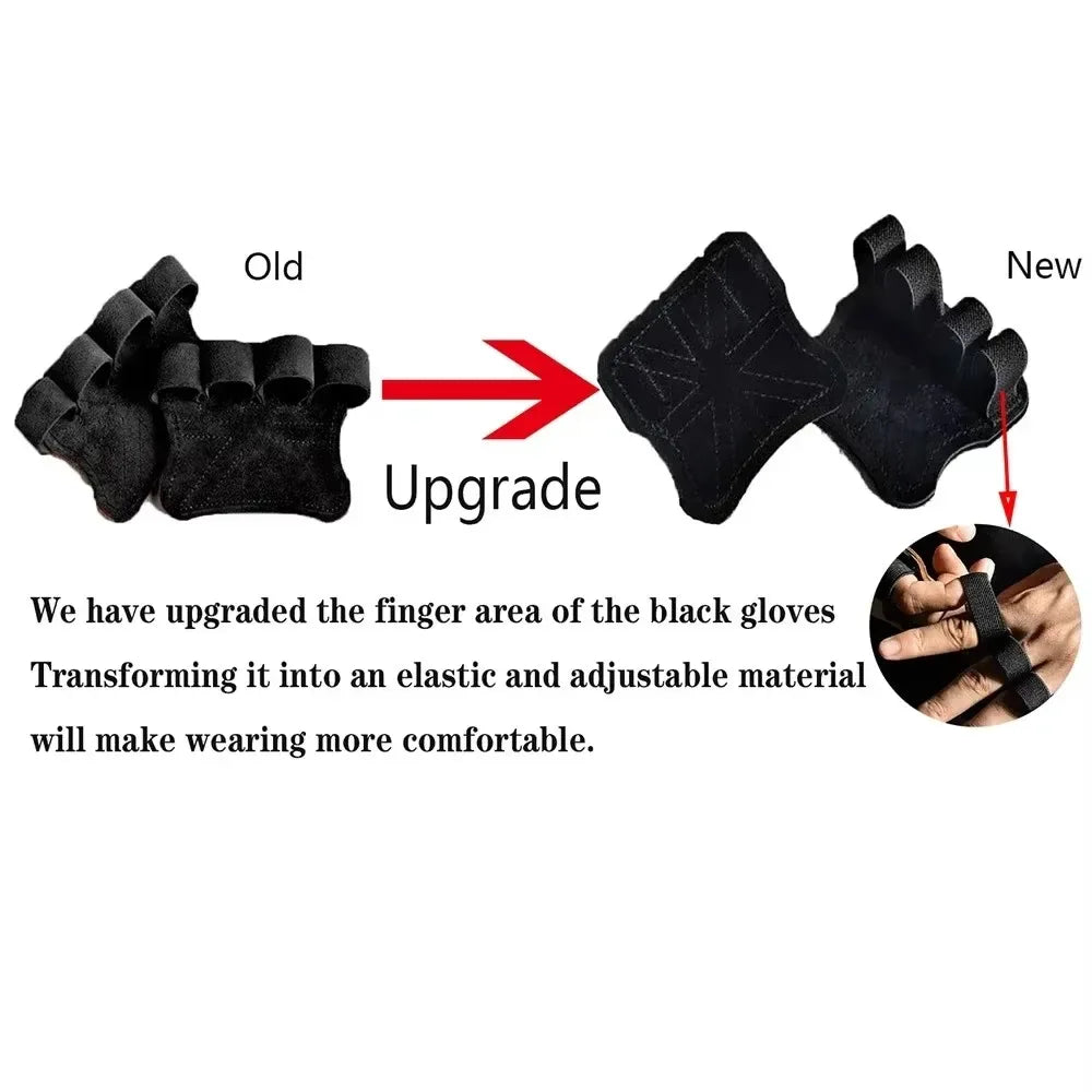 1 Pair Cowhide Bodybuilding Gym Gloves Four-finger Palm Protection Anti-slip Wear-resistant Fitness Sports Training Palm Guard - Urbizia