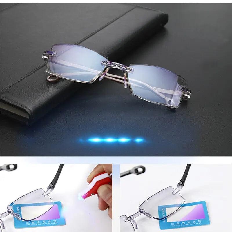 Rimless Anti Blue Light Bifocal Reading Glasses 2 Pairs