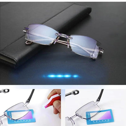 Rimless Anti Blue Light Bifocal Reading Glasses 2 Pairs