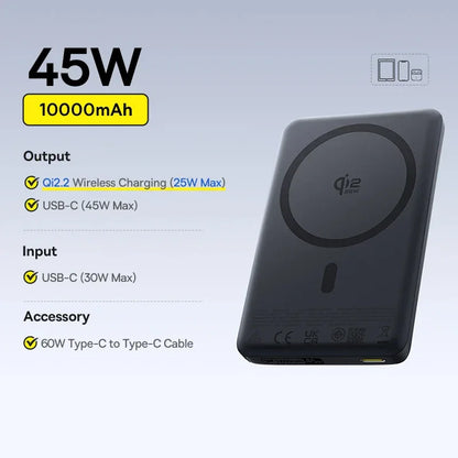 Baseus Qi2 10000mAh Magnetic Wireless Power Bank 15W