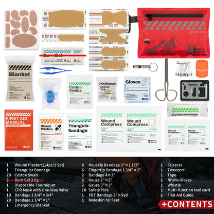 Rhino Rescue Small First Aid Kit - Ultralight Waterproof Medical Kit for Hiking Backpacking Cycling Travel Vehicles
