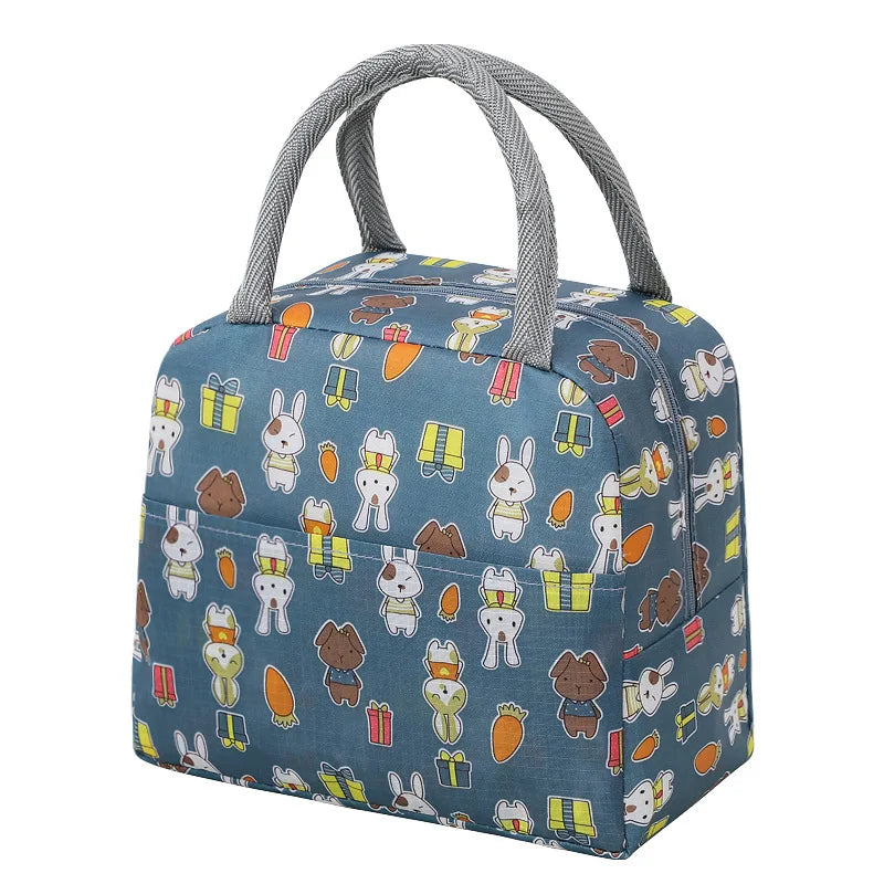 Japanese Style Fresh Student Lunch Bag Insulated Meal Container Carrier for Office Workers Handheld Thermal Bento Bag