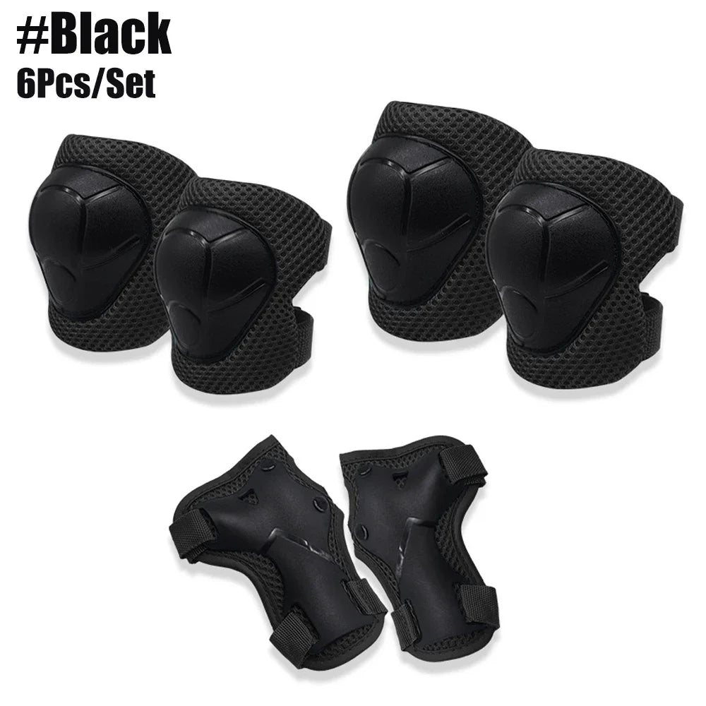 6pcs Kids Knee Pads and Elbow Pads Set,Knee Pads for Child Youth 3-15 Years W/ Adjustable Strap for Roller Skates Skateboard