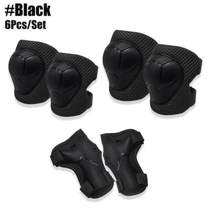 6pcs Kids Knee Pads and Elbow Pads Set,Knee Pads for Child Youth 3-15 Years W/ Adjustable Strap for Roller Skates Skateboard