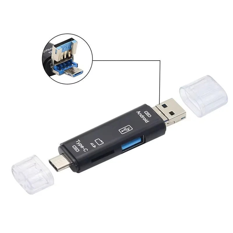 5 in 1 USB 2.0 Multifunction Type C USB Micro USB SD TF Memory Card Reader for Android Computer Dock OTG Type C Adapter
