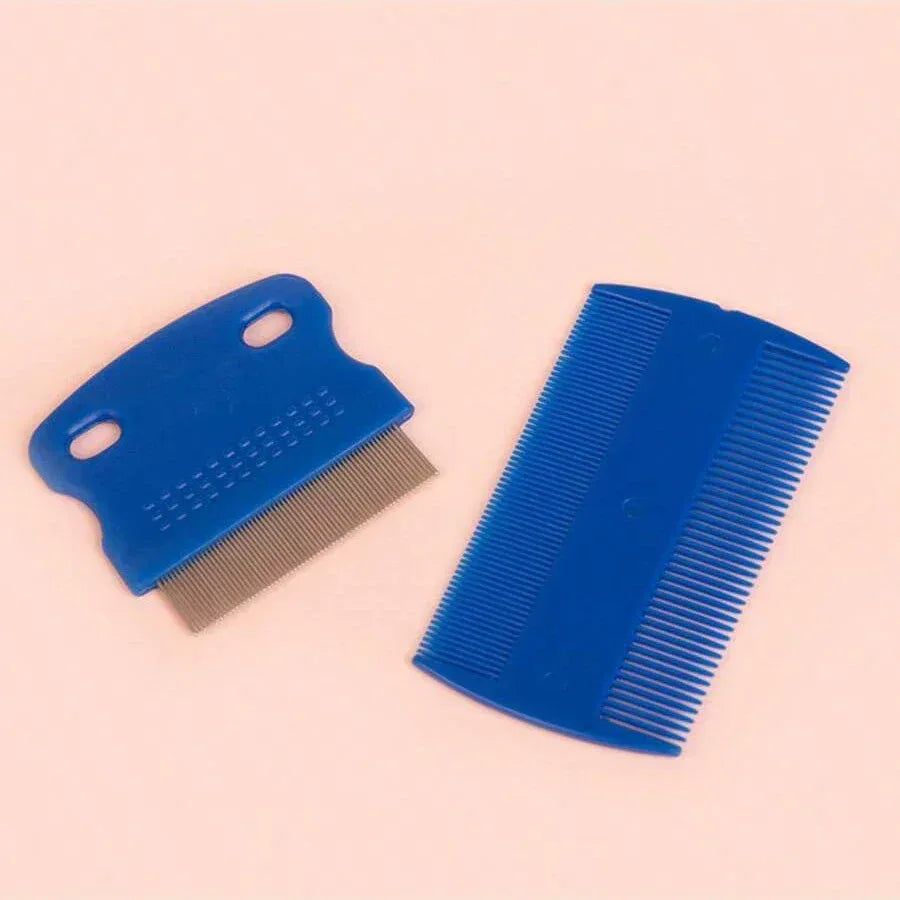 4 Pack Flea Lice Comb, Stainless Steel Dog Cat Grooming Combs with Rounded Teeth, Double Sided Professional Pet Tear Stain Remover - Urbizia