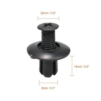 8mm Black Plastic Rivets for Car Bumper and Fender – 10 to 50 Pcs