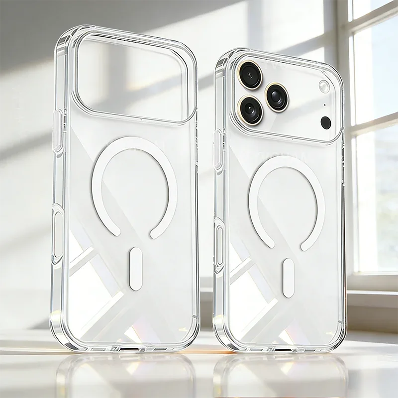 Transparent Thin PC For Magsafe Magnetic Case for iPhone 17 16 15 14 13 Pro Max Plus Air 16e Clear CandyColor Shockproof Cover