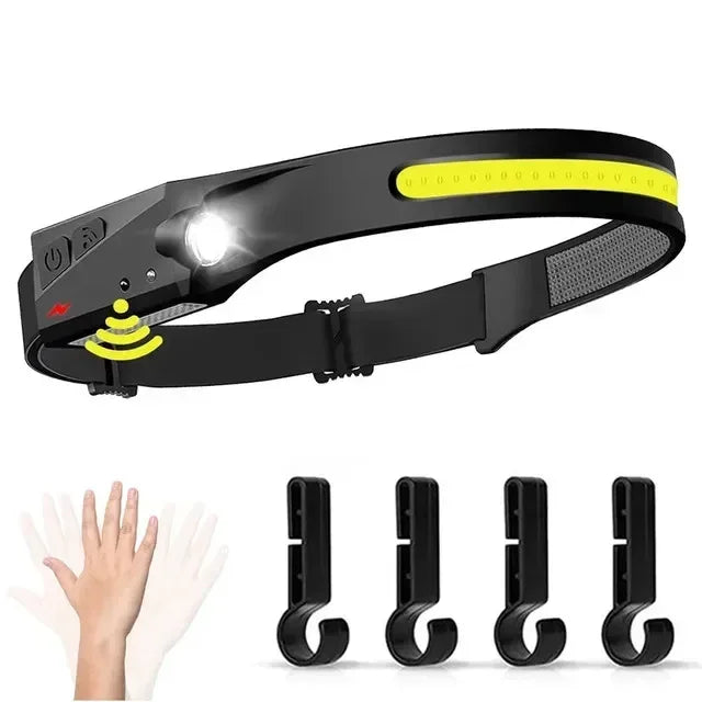 Rechargeable LED Sensor Headlamp with 5 Lighting Modes – Outdoor, Fishing - Urbizia