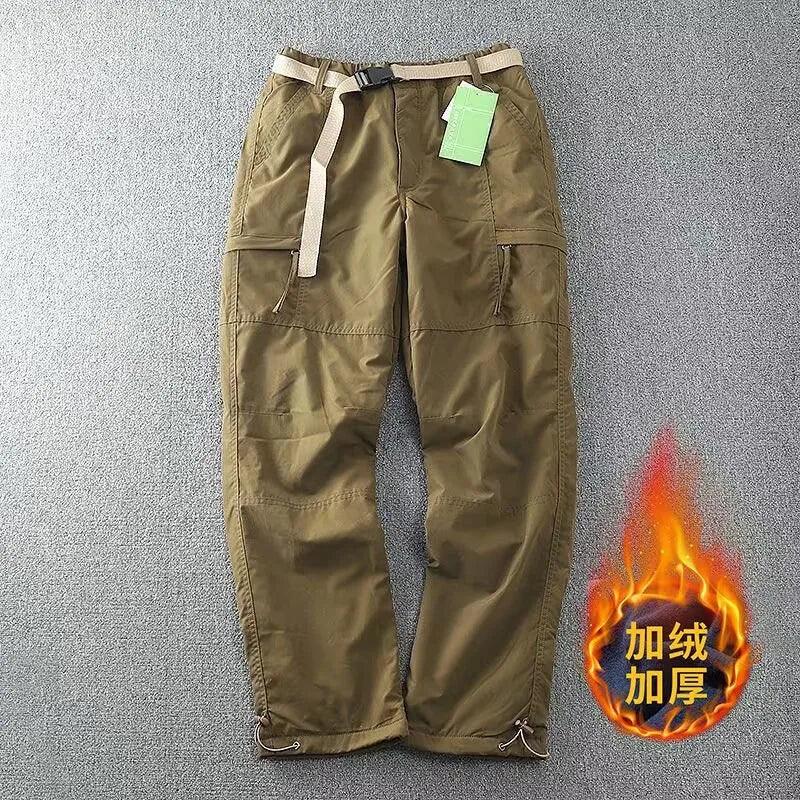 Outdoor Workwear Pants Men's Loose Fleece Lined Thick Soft  Hiking Mountain Climbing Windproof Waterproof Jacket Pants