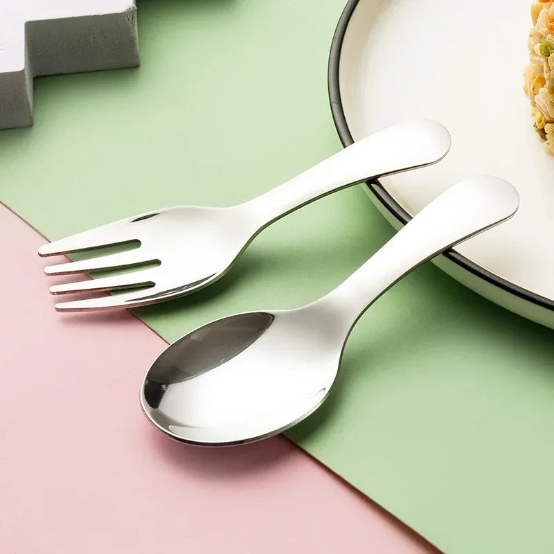 Outdoor Tourism 304 Stainless Steel Portable Tableware, CHILDREN'S Tableware, Dessert Tableware, Spoon and Fork Combination